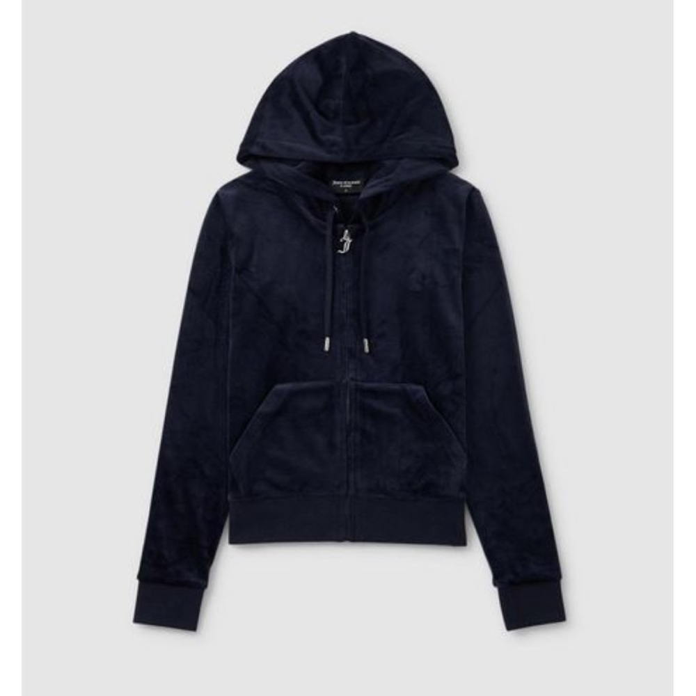 Juicy Couture Black Velour Zip-Up Hoodie
